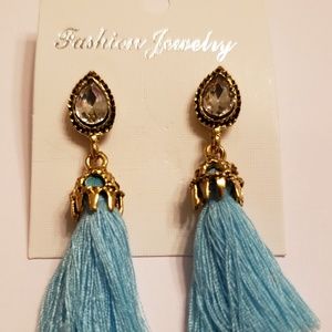 Tassel earrings w/ gems